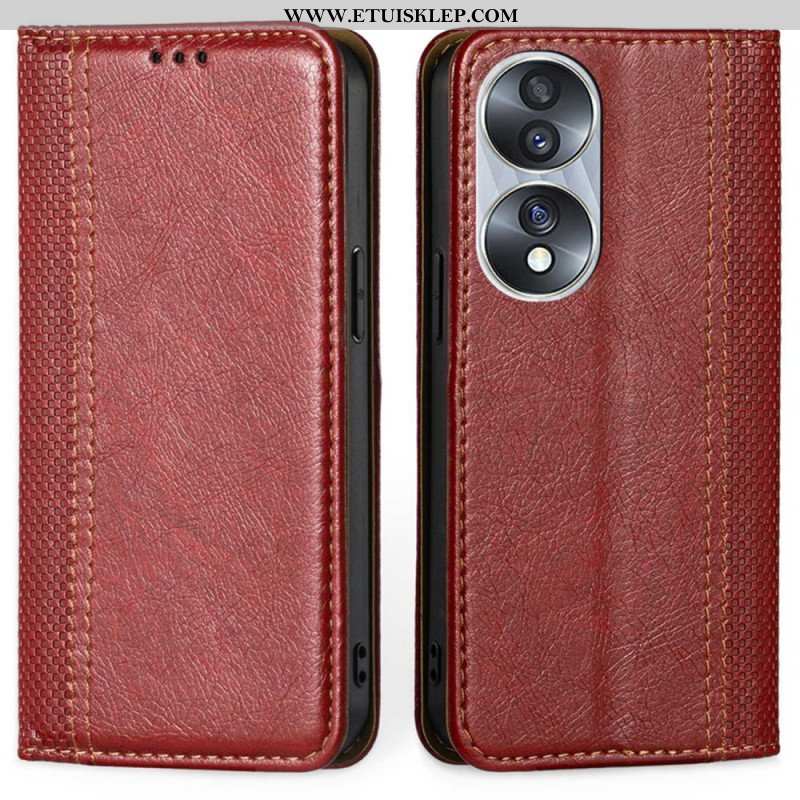 Etui Na Telefon do Honor 70 Etui Folio Skórzane Szwy Liczi